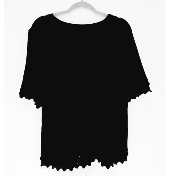 Tahari Size XL Black Sweater Short Sleeve Minimalist Dark Academia #768 - Picture 2 of 6